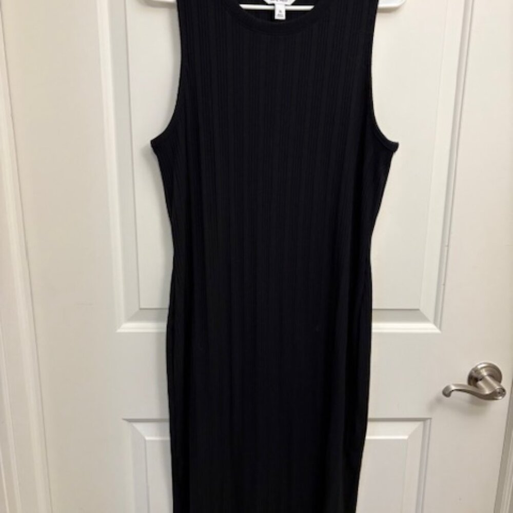Black Ribbed Sleeveless Bodycon Maxie Dress